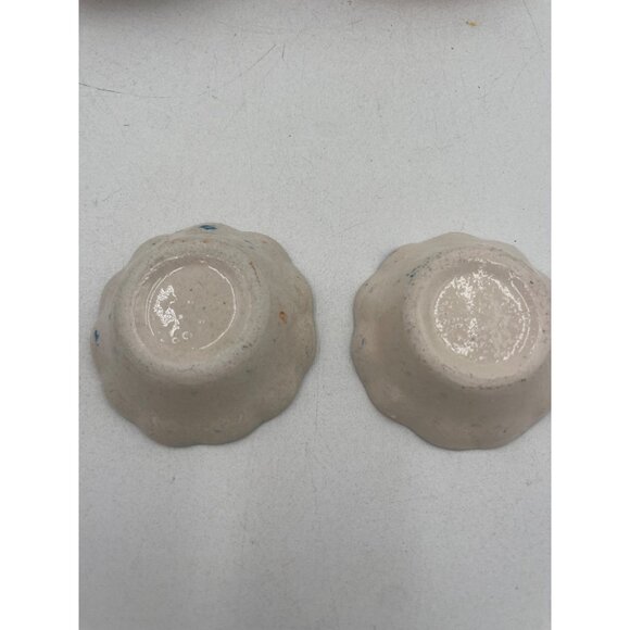 Handcrafted Vintage Ceramic Trinket Dishes Floral Design Scalloped Edge 2.25x1" - Picture 8 of 8